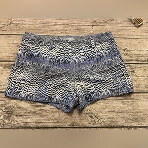 Trina Turk Blue and White Zigzag Corbin Shorts size 6